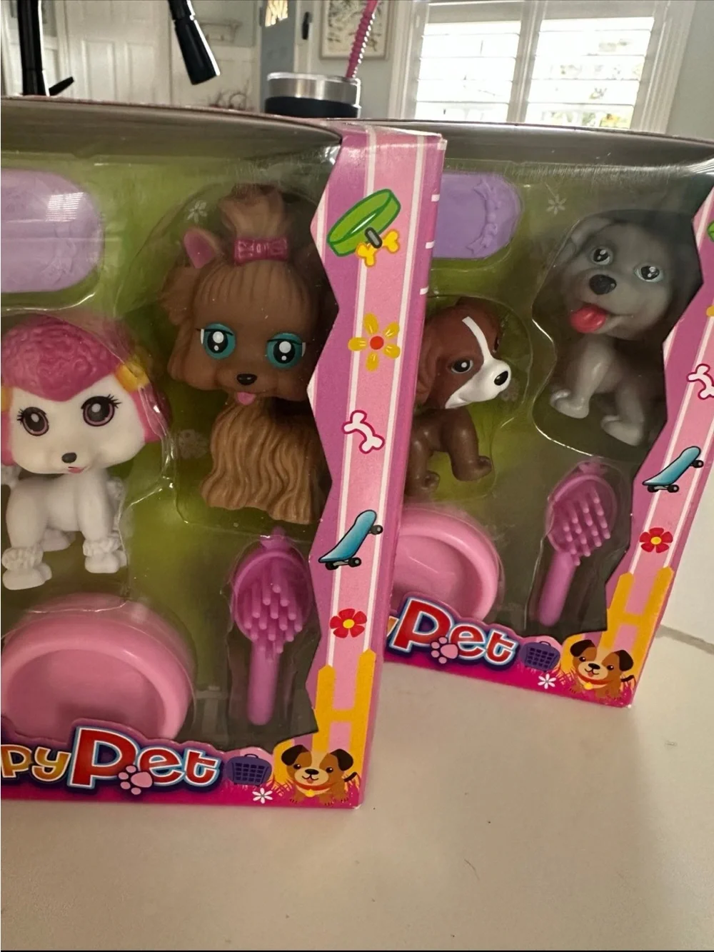 Two Puppy Pet Sets,  Play Set, total 4 Puppy figurines
